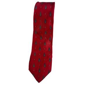Mens 100% Silk Tie Red Paisley Hand Made in Italy Classic Designer Necktie
